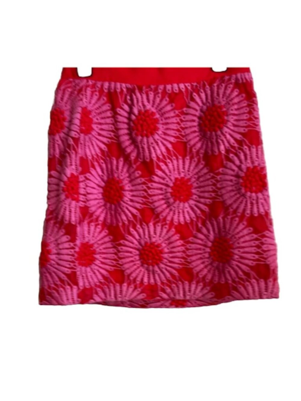 Kate Spade Red Pink Floral Print Skirt Sunburst A Line Mini Cotton Blend Work - Picture 2 of 9